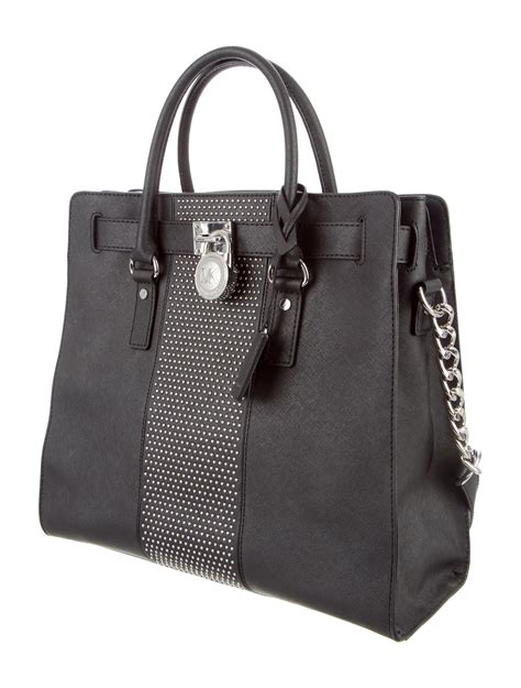 michael kors hamilton satchel silver|michael kors hamilton studded bag.